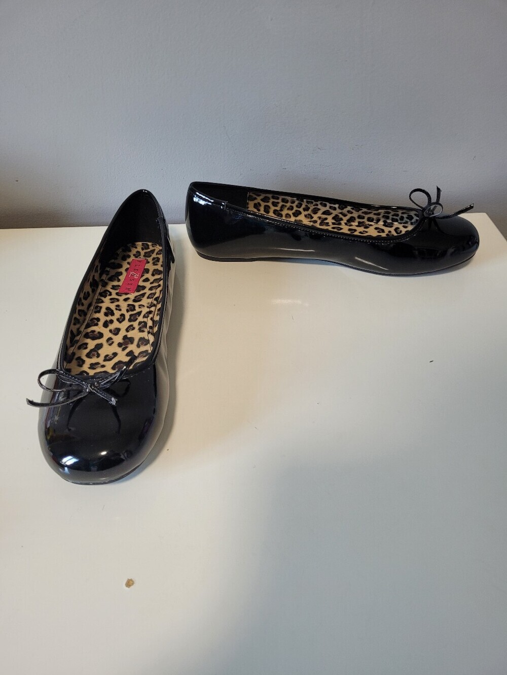 Pleaser Pink Label Anna Black Patent Ballet Flats, VGUC, Size 13